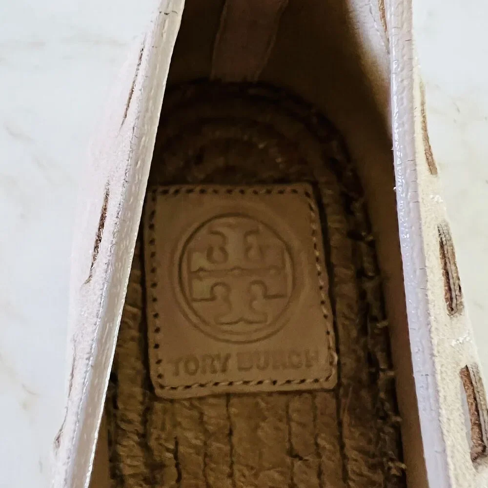 TORY BURCH May Desert Blush Tan Kid Suede Espadrille Flats - US 9.5